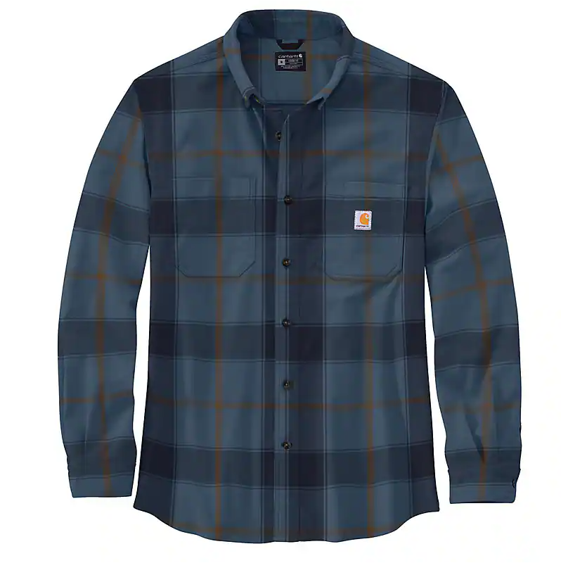 RUGGED FLEX RELAXED FIT MIDWEIGHT FLANNEL LONG-SLEEVE PLAID SHIRT 106352