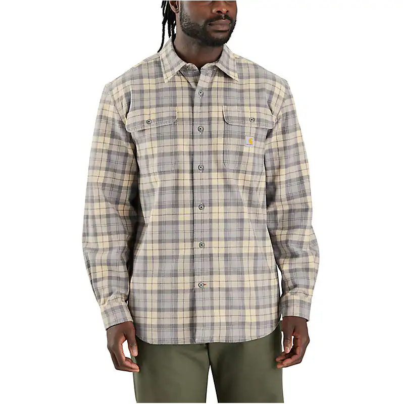 LOOSE FIT HEAVYWEIGHT FLANNEL LONG-SLEEVE PLAID SHIRT 106356