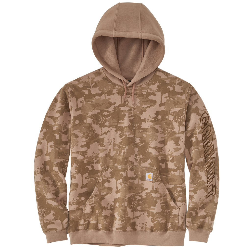 LOOSE FIT MIDWEIGHT HOODED CAMO LOGO GRAPHIC SWEATSHIRT 106402