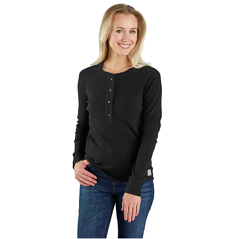 WOMEN'S TENCEL™ FIBER SERIES RELAXED FIT LONG-SLEEVE RIBBED HENLEY SHIRT 106480