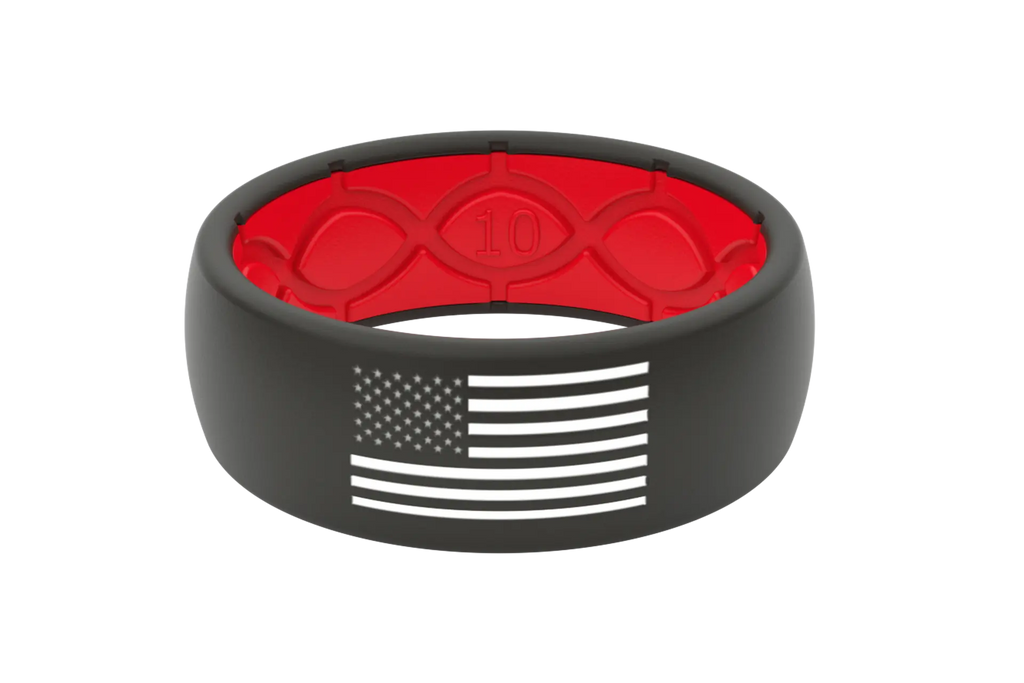 GROOVE RING® HERO - AMERICA BLACK & WHITE FLAG RING