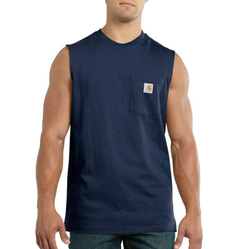 RELAXED FIT HEAVYWEIGHT SLEEVELESS POCKET T-SHIRT 100374