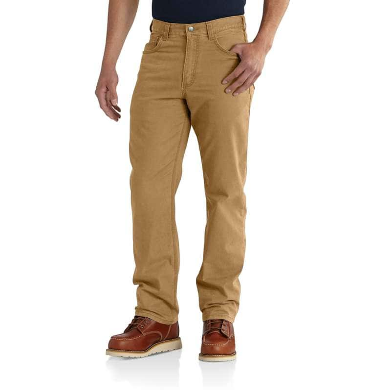 RUGGED FLEX® RELAXED FIT CANVAS 5-POCKET WORK PANT 102517-Hickory