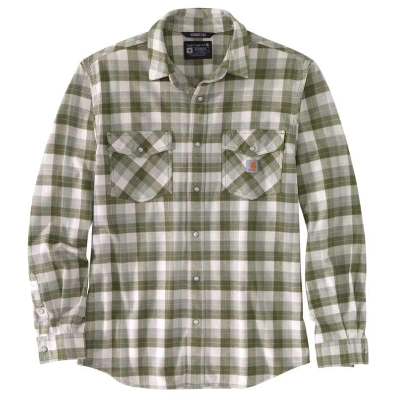 RUGGED FLEX® RELAXED FIT MIDWEIGHT FLANNEL LONG-SLEEVE SNAP-FRONT PLAID SHIRT 104914