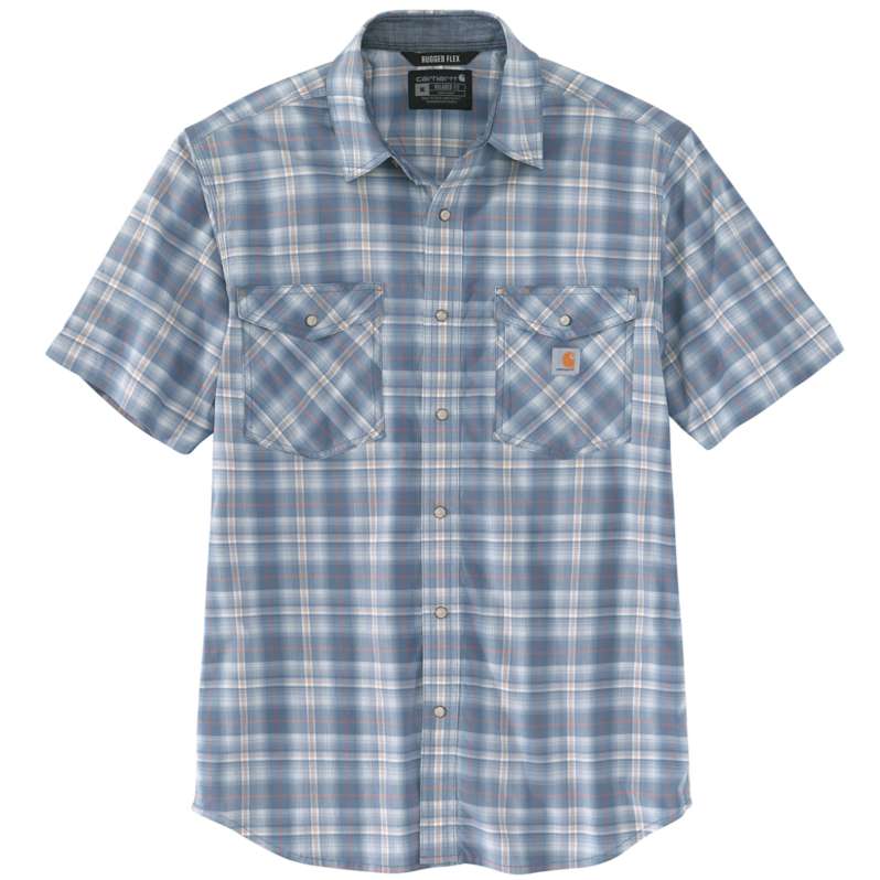 RUGGED FLEX RELAXED FIT LIGHTWEIGHT SNAP FRONT SHORT-SLEEVE PLAID SHIRT 105198