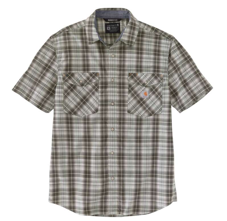 RUGGED FLEX RELAXED FIT LIGHTWEIGHT SNAP FRONT SHORT-SLEEVE PLAID SHIRT 105198