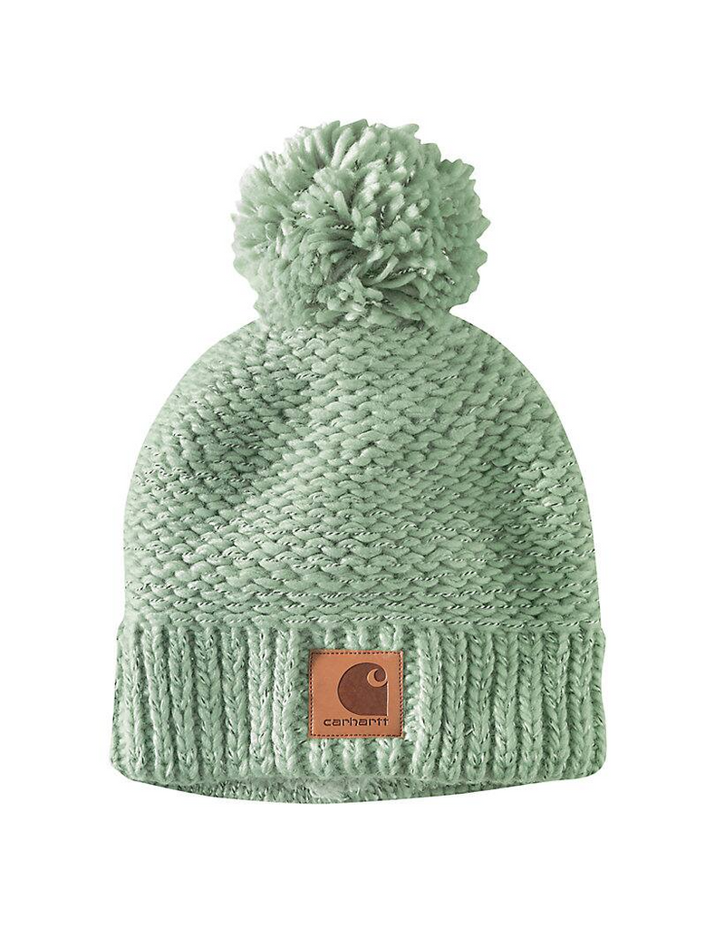 WOMEN'S RIB KNIT SHERPA-LINED POM-POM BEANIE 105469