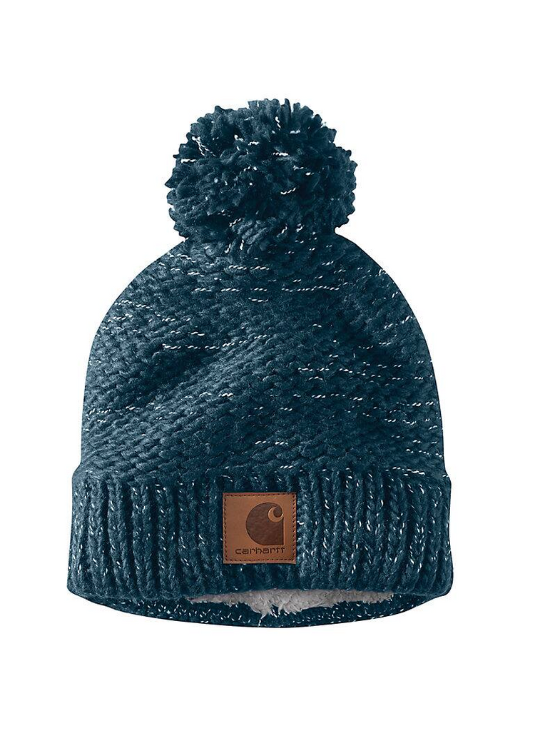 WOMEN'S RIB KNIT SHERPA-LINED POM-POM BEANIE 105469