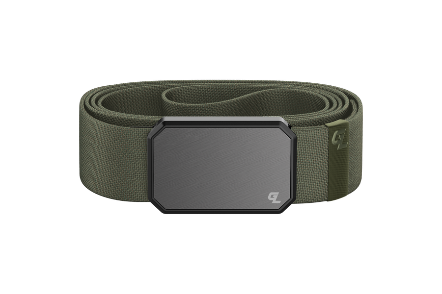 GROOVE BELT GUN METAL/OLIVE