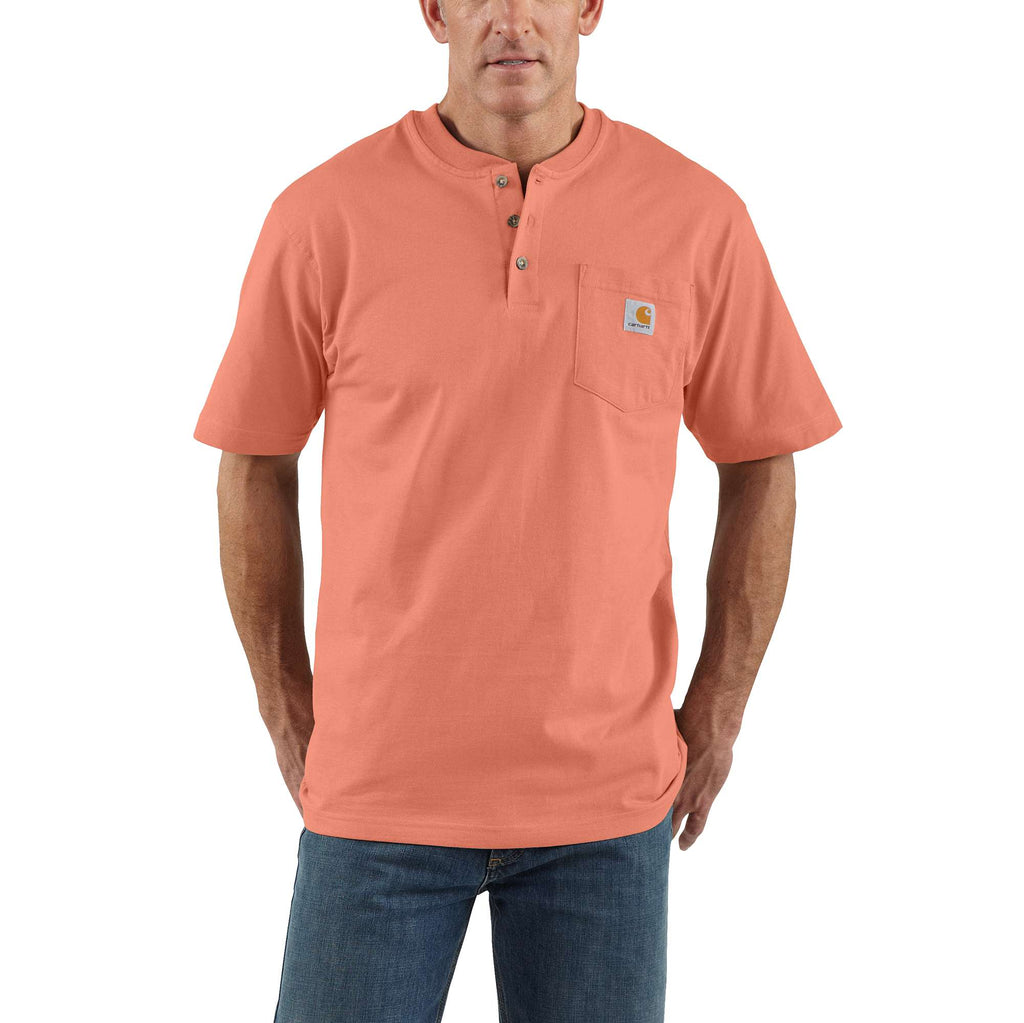 LOOSE FIT HEAVYWEIGHT SHORT-SLEEVE POCKET HENLEY T-SHIRT K84 - Terracotta